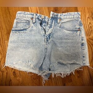 Blank NYC The Reeve Blue Jean Shorts Distressed Cut-Off Style